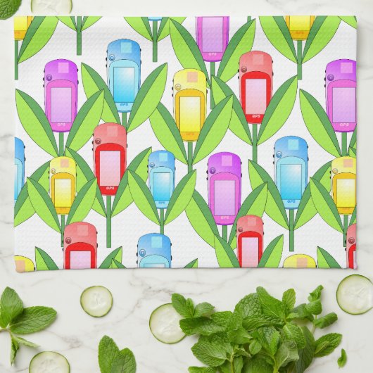 GPS-Blume Geschirrtuch (Gefaltet)