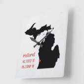 GPS Coordinates of Holland Michigan Quadratische Wanduhr (Winkel)