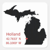 GPS Coordinates of Holland Michigan Quadratischer Aufkleber (Vorderseite)