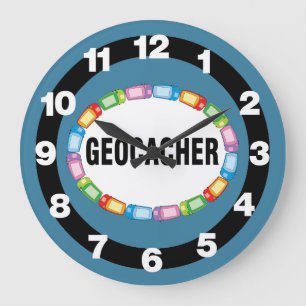 GPS Geocacher Oval Große Wanduhr