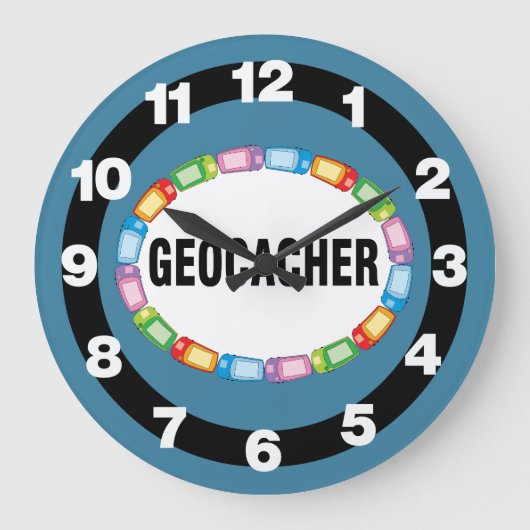 GPS Geocacher Oval Große Wanduhr (Vorderseite)