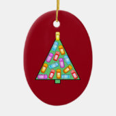 GPS Geocaching Weihnachtsbaum Keramik Ornament (Vorne)