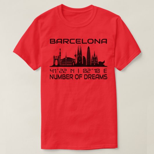 GPS koordiniert City Barcelona Skyline T-Shirt (Design vorne)