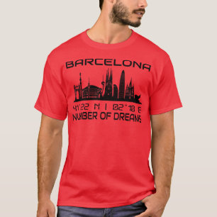 GPS koordiniert City Barcelona Skyline T-Shirt
