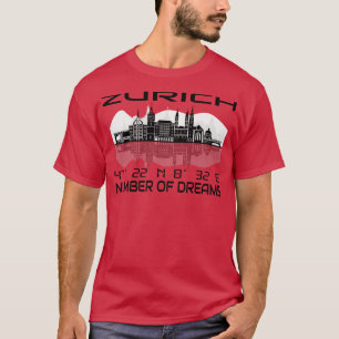 GPS koordiniert City Zurich Skyline Dream City 3 T-Shirt