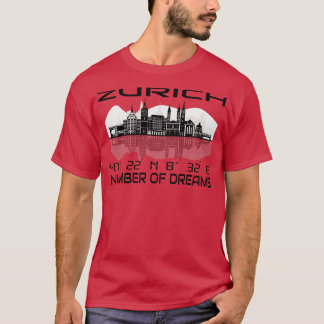 GPS koordiniert City Zurich Skyline Dream City 3 T-Shirt