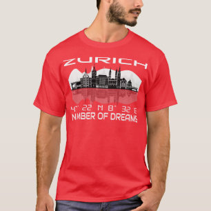 GPS koordiniert City Zurich Skyline Dream City T-Shirt
