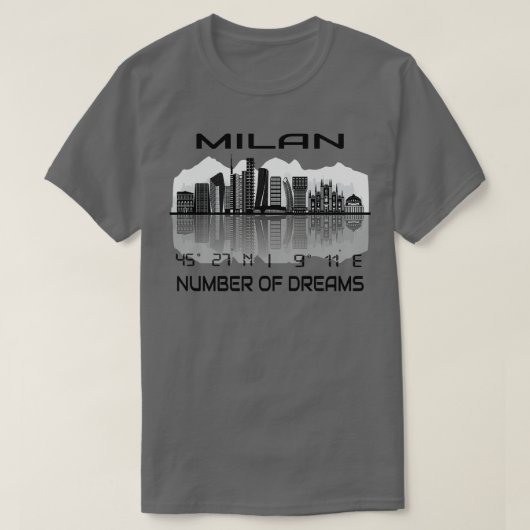 GPS koordiniert Stadt Mailand Skyline Dream City T-Shirt (Design vorne)
