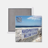 GR097 MYKONOS, Willkommen, Griechenland, Kühlschra Magnet (Vorderseite/Rückseite)