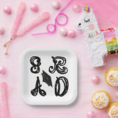 GR AD Fabric Schriftart Grad Cap Abschluss Pappteller (Party)