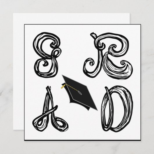 GR AD Stoffric Schriftart Grad Cap Abschluss Flach (Vorne/Hinten)