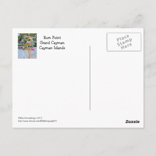 GR. CAYMAN, FARBLICHES SIGNAGE (LÄNDER) RUM POINT POSTKARTE (Rückseite)