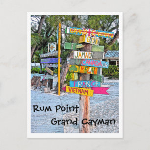 GR. CAYMAN, FARBLICHES SIGNAGE (LÄNDER) RUM POINT POSTKARTE