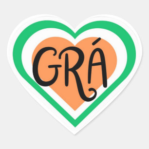 Grá - Irisches Liebesdesign - Irische Sprache Herz-Aufkleber