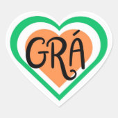 Grá - Irish Love design - Irish Language Herz-Aufkleber (Vorderseite)