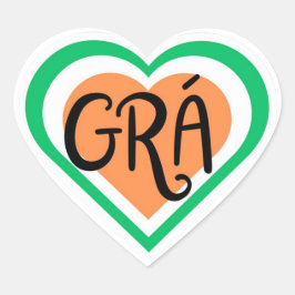 Grá - Irish Love design - Irish Language Herz-Aufkleber