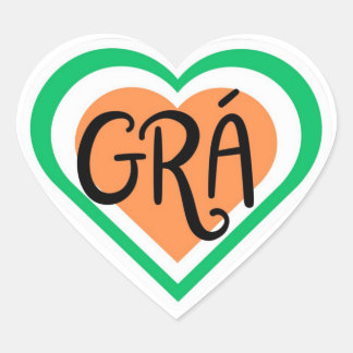 Grá - Irish Love design - Irish Language Herz-Aufkleber