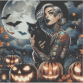 Grab a Broom | Hexen-Themed-Halloween-Party Aufkleber (Vorderseite)