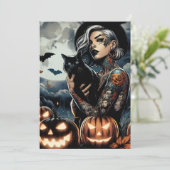 Grab a Broom | Hexen-Themed-Halloween-Party Einladung (Stehend Vorderseite)