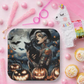 Grab a Broom | Hexen-Themed-Halloween-Party Pappteller (Party)