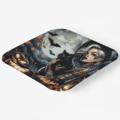 Grab a Broom | Hexen-Themed-Halloween-Party Pappteller (Gewinkelt)