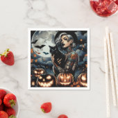 Grab a Broom | Hexen-Themed-Halloween-Party Serviette (Beispiel)