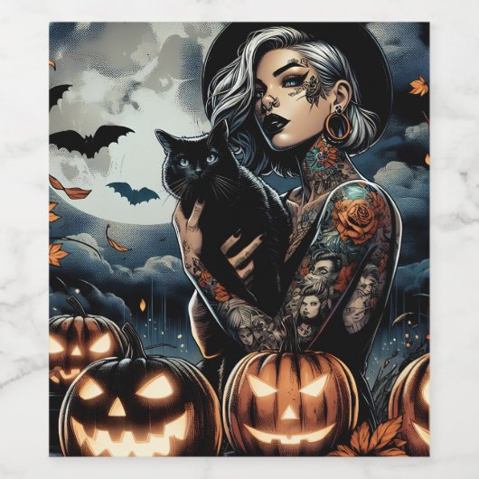 Grab a Broom | Hexen-Themed-Halloween-Party Weinetikett (Einzelnes Label)