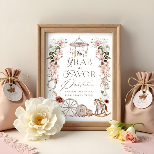 Grab A Favor Partner Wild Western Baby Shower Poster