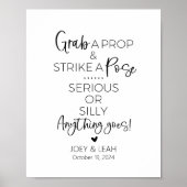 Grab a Prop Strike a Pose Foto Booth Sign Poster (Vorne)