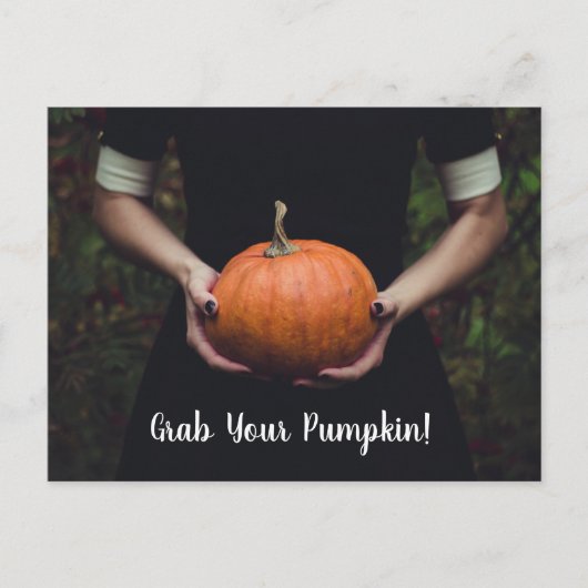 Grab Dein Pumpkin - Pumpkin Carving Party Postcard Postkarte (Vorderseite)