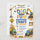 Grab den Spaß beim Bau Geburtstag Einladung (Vorderseite)