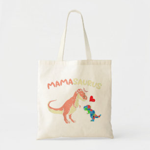 Grab diesen niedlichen Mamasaurus Herzpuzzle Dino Tragetasche