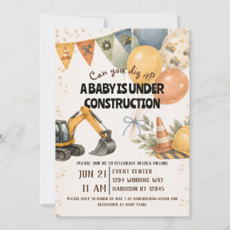 Grab es aus - Baby-Party im Bau-Style Einladung