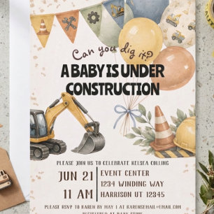Grab es aus - Baby-Party im Bau-Style Einladung