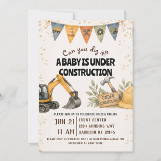 Grab es aus - Baby-Party im Bau-Style Einladung