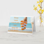 GRAB FLIP FLOPS & KOPF ZUR BEACH BIRTHDAY CARD KARTE (Gelbe Blume)