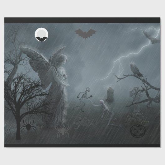 Grab-Friedhof mit Engelstatugrab Geschenkpapier (Flach)