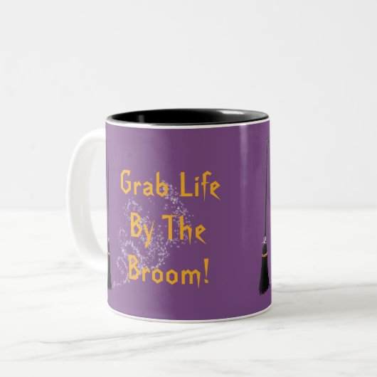 Grab Life by Broom Halloween Tasse (Vorderseite Links)