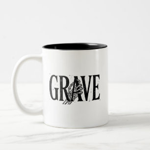 Grab Skelett Hand Halloween Linolschnitt-Design Zweifarbige Tasse