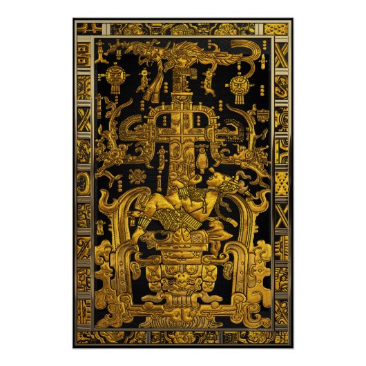 Grab von Pakal - Goldener Palenque Astronaut Poster (Vorderseite)
