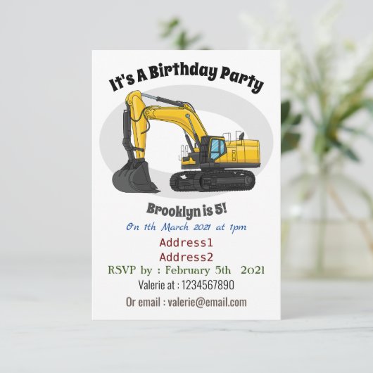 Grabbagger-Cartoon Einladung (Stehend Vorderseite)