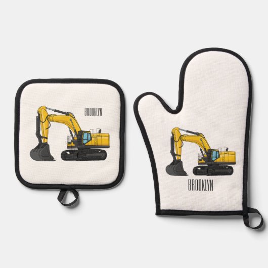 Grabbagger-Cartoon Ofenhandschuh & Topflappen-Set (Vorderseite)