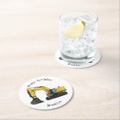 Grabbagger-Cartoon Runder Pappuntersetzer (Vor Ort)