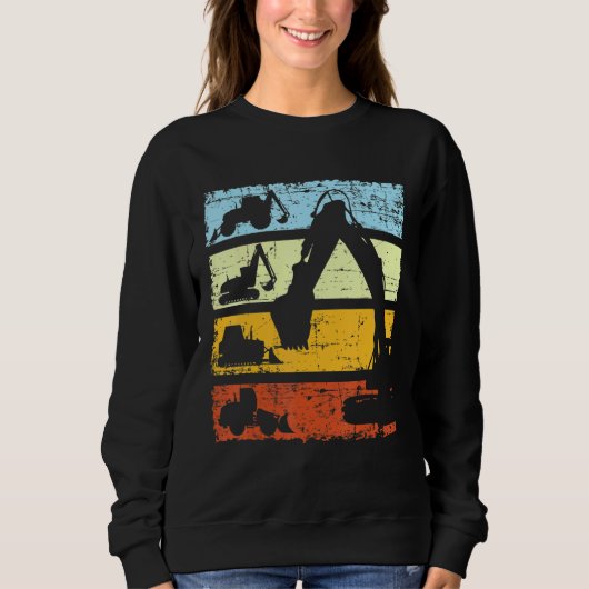 Grabbagger-Treiber Baustelle Retro VI Sweatshirt (Vorderseite)