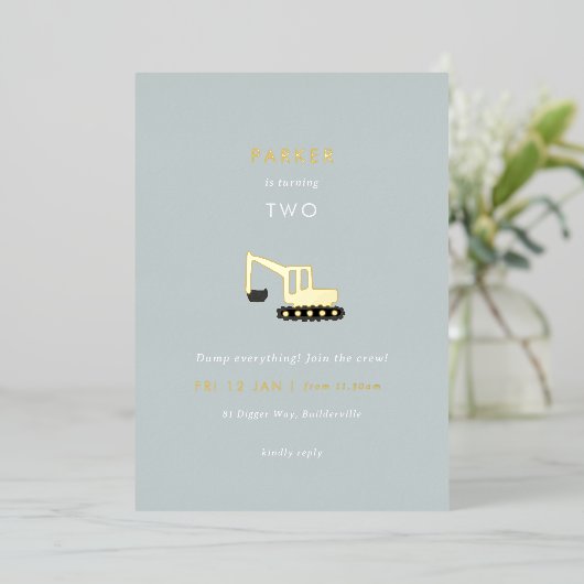 Grabbau Party Foil Birthday Einladung (Stehend vorne)