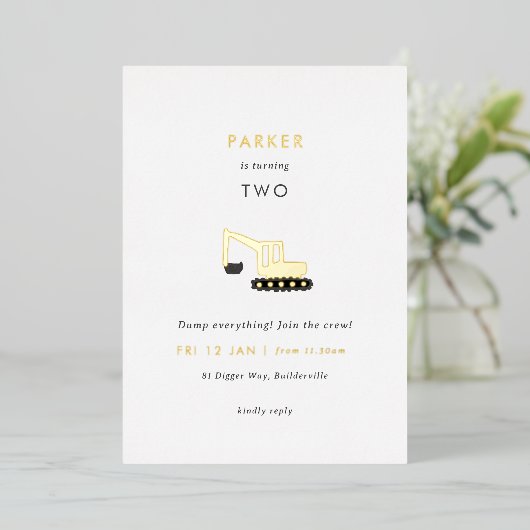 Grabbau Party Foil Birthday Einladung (Stehend vorne)