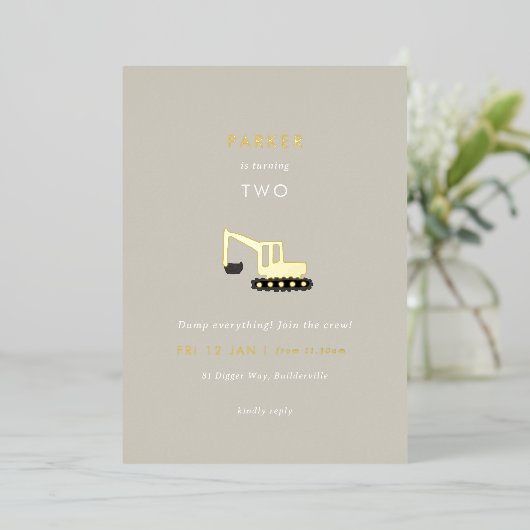 Grabbau Party Foil Birthday Einladung (Stehend vorne)