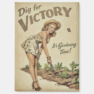 Graben für den Sieg Vintage-Gartenbau-Pinup Magnet