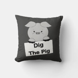 Graben Sie das Schwein-Grau-Kissen Kissen