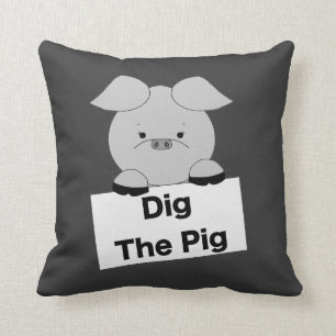 Graben Sie das Schwein-Grau-Kissen Kissen